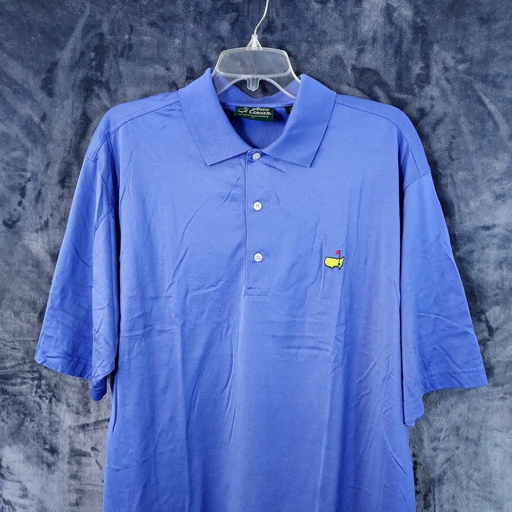 Vtg Masters Amen Corner 80s Polo  Shirt Men Large Blue Cotton Golf Hong Kong NOS - Picture 3 of 13